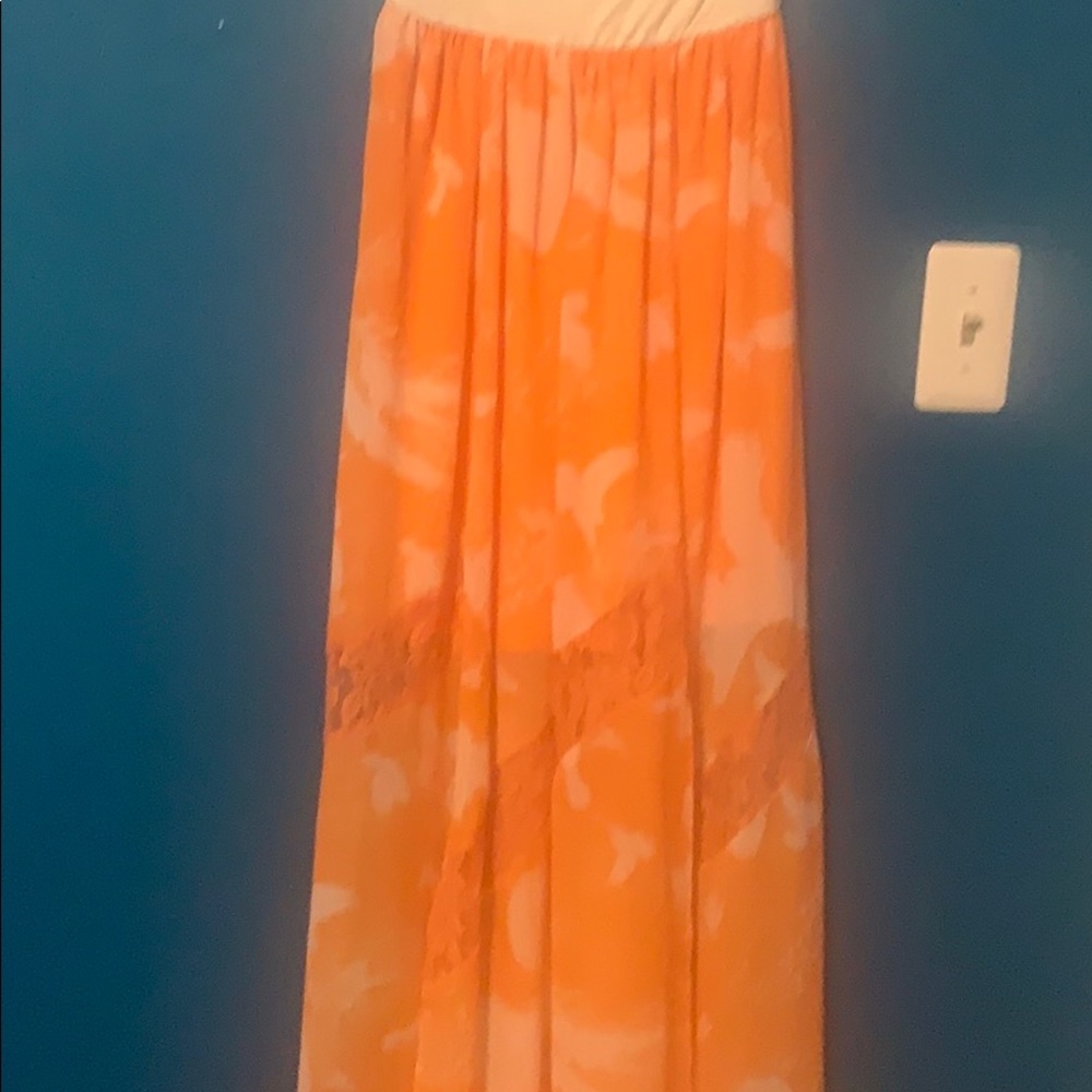 Fire Los Angeles orange tube dress w/flowy skirt - Picture 3 of 7